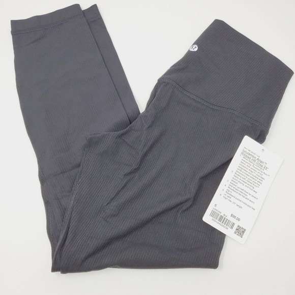 [ NWT ] Size 6 Lululemon Align Ribbed Crop Black HR High Rise - Picture 3 of 5